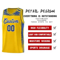 Yellow Royal Graffiti Pattern Basketball Jersey 4