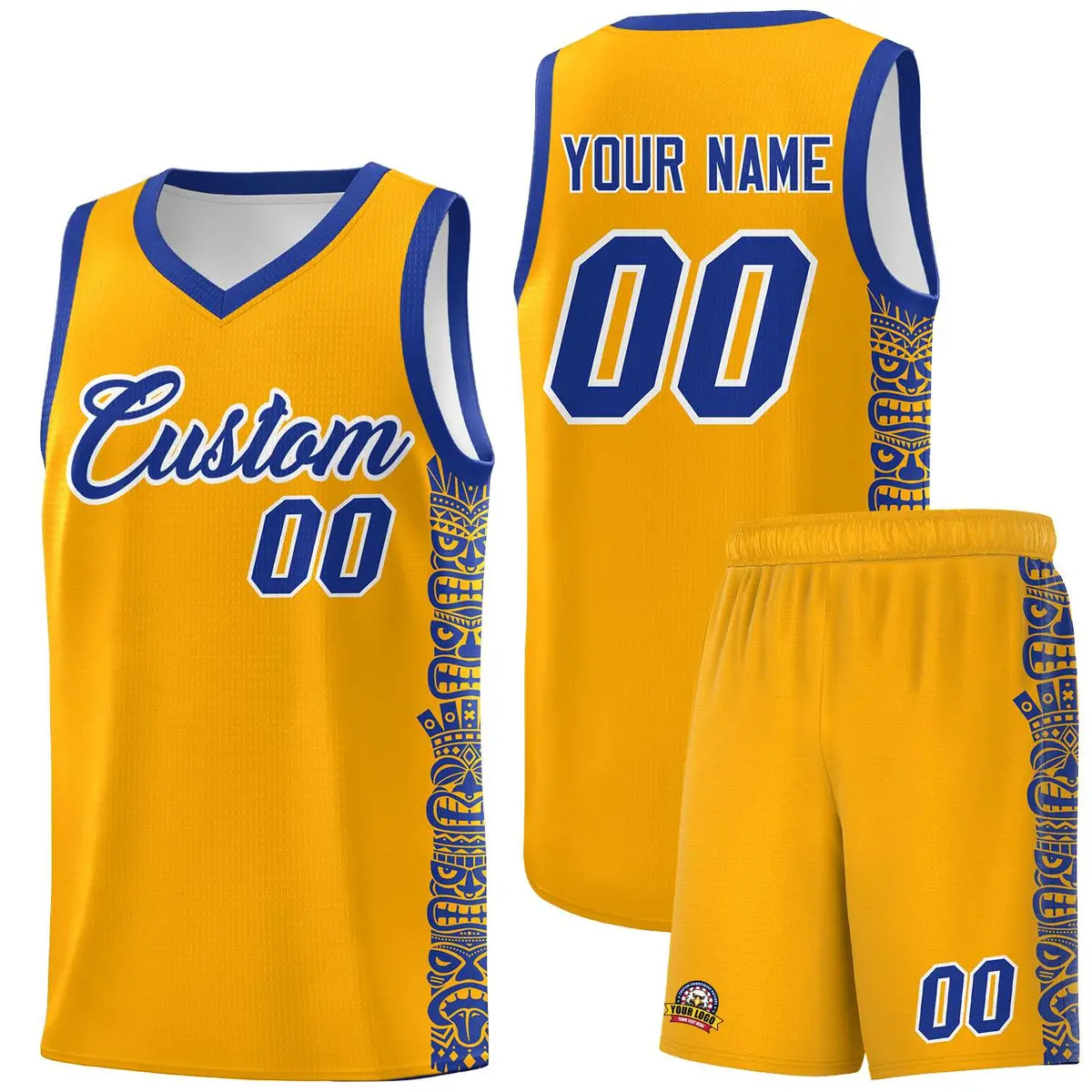 Yellow Royal Indians Pattern Basketball Uniform Jersey