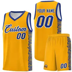 Yellow Royal Indians Pattern Basketball Uniform Jersey 1