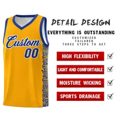 Yellow Royal Indians Pattern Basketball Uniform Jersey 2