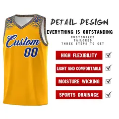 Yellow Royal Indians Print Basketball Uniform Jersey 2