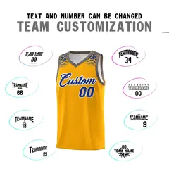 Yellow Royal Indians Print Basketball Uniform Jersey 4