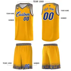 Yellow Royal Indians Print Basketball Uniform Jersey 5