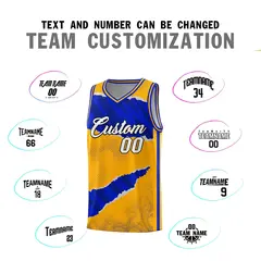 Yellow Royal-Navy Tear Graffiti Basketball Jersey 4