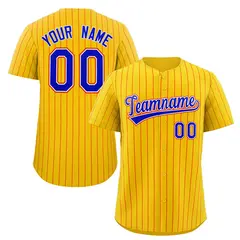 Yellow Royal-Orange Stripe Authentic Fashion Baseball Jersey