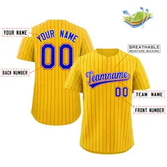 Yellow Royal-Orange Stripe Authentic Fashion Baseball Jersey 2