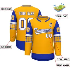 Yellow Royal Raglan Sleeves Round-Neck Hockey Jersey 3