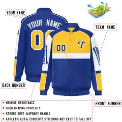 Yellow Royal Raglan Sleeves Varsity Letterman Jacket 2