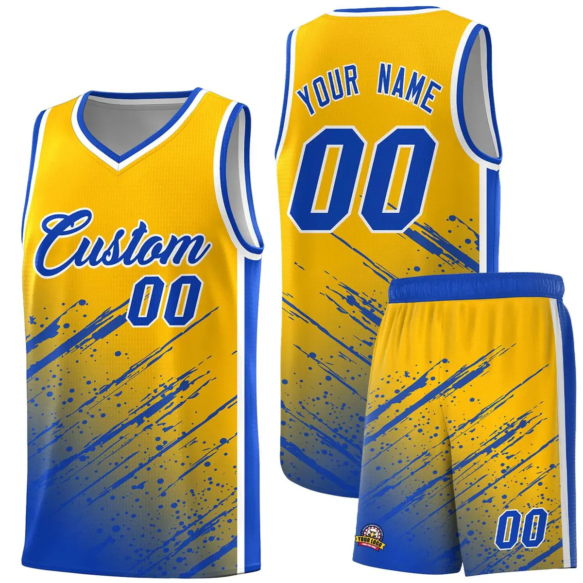 Yellow Royal Splash Basketball Uniforms for Match