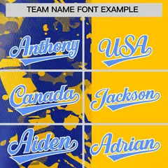 Yellow Royal Split Graffiti Raglan Sleeve Baseball Jersey 3