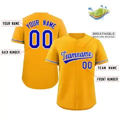 Yellow Royal-White Classic Authentic Baseball Jersey 2