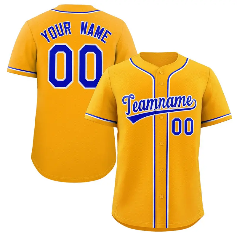 Yellow Royal-White Classic Authentic Baseball Jersey