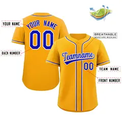 Yellow Royal-White Classic Authentic Baseball Jersey 2