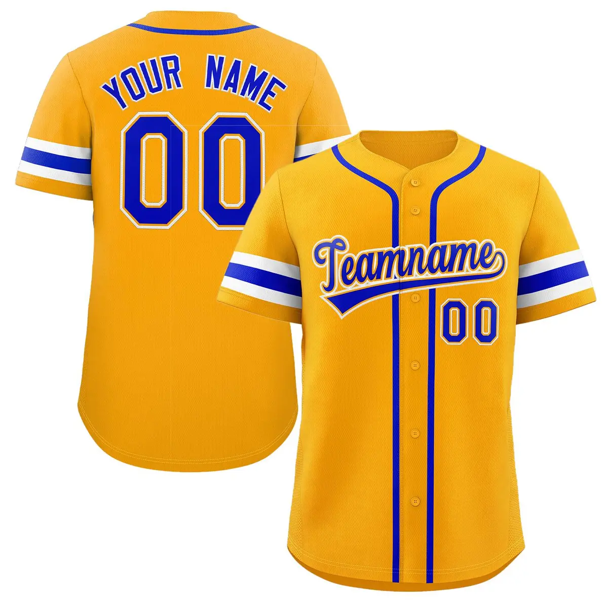 Yellow Royal-White Classic Authentic Baseball Jersey