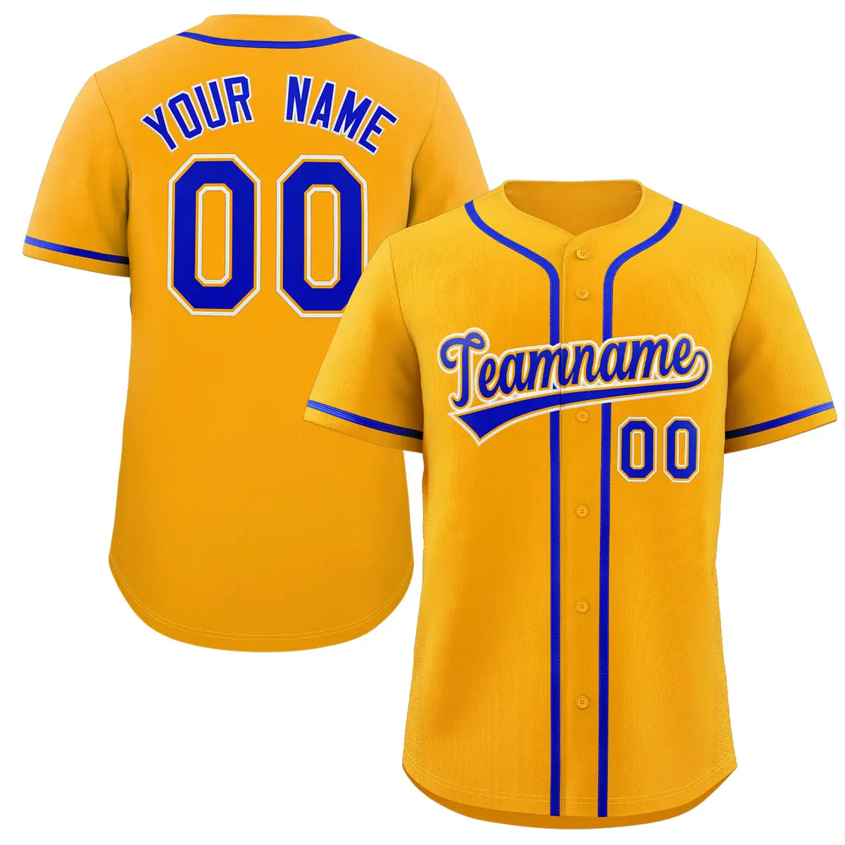 Yellow Royal-White Classic Authentic Baseball Jersey