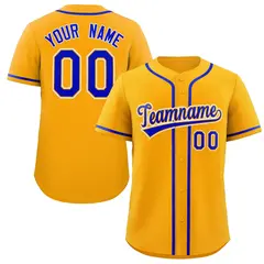 Yellow Royal-White Classic Authentic Baseball Jersey 1