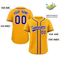 Yellow Royal-White Classic Authentic Baseball Jersey 2