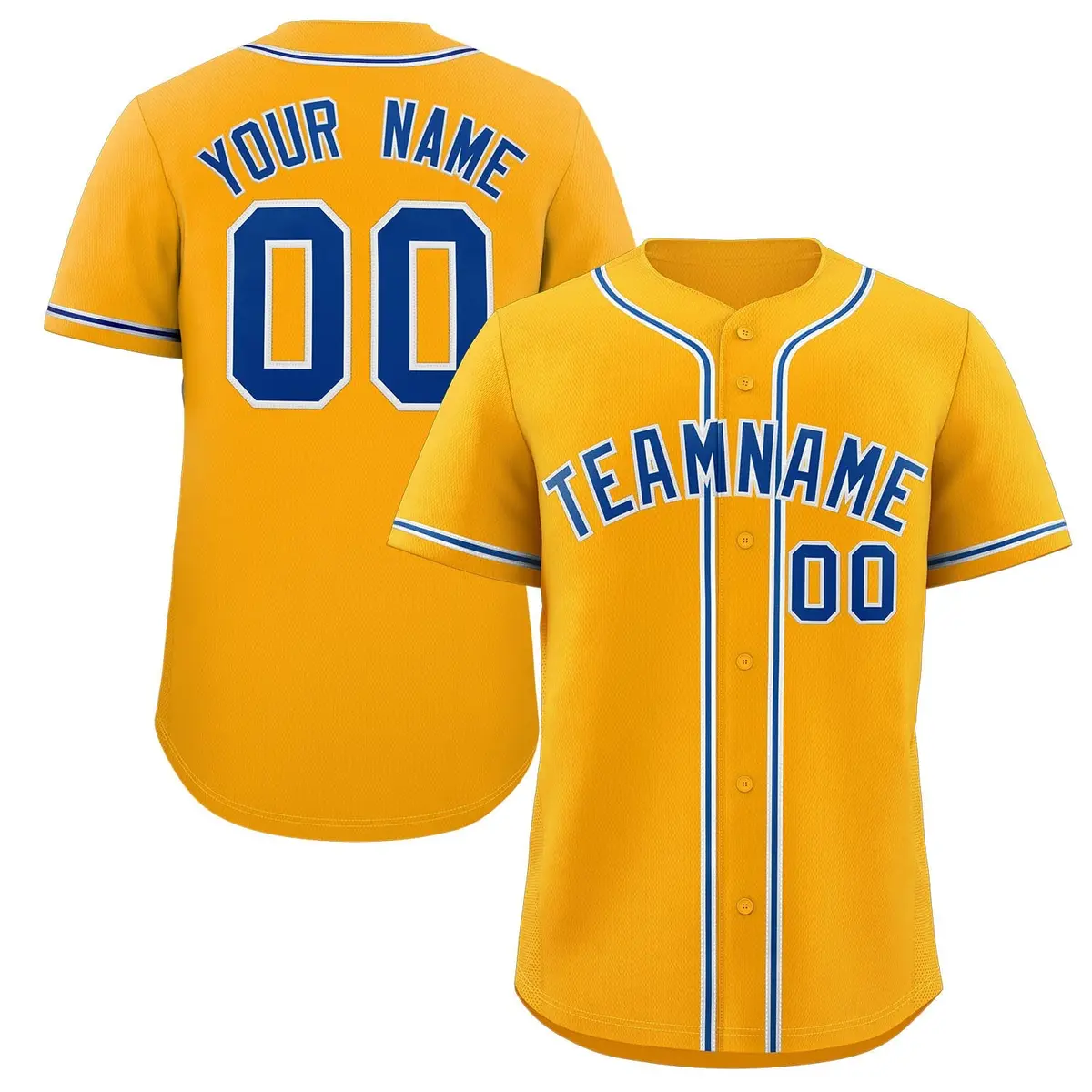 Yellow Royal-White Classic Authentic Baseball Jersey