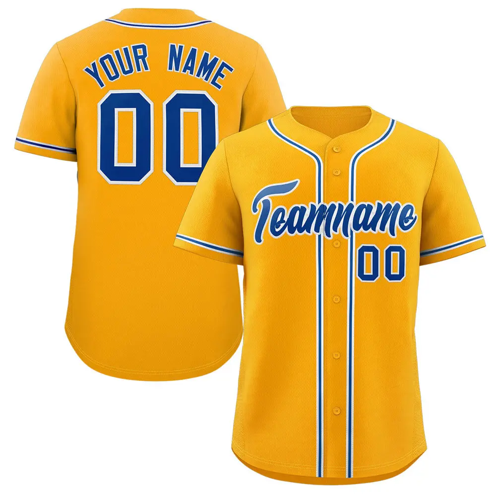 Yellow Royal-White Classic Authentic Baseball Jersey