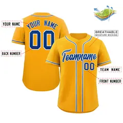 Yellow Royal-White Classic Authentic Baseball Jersey 2