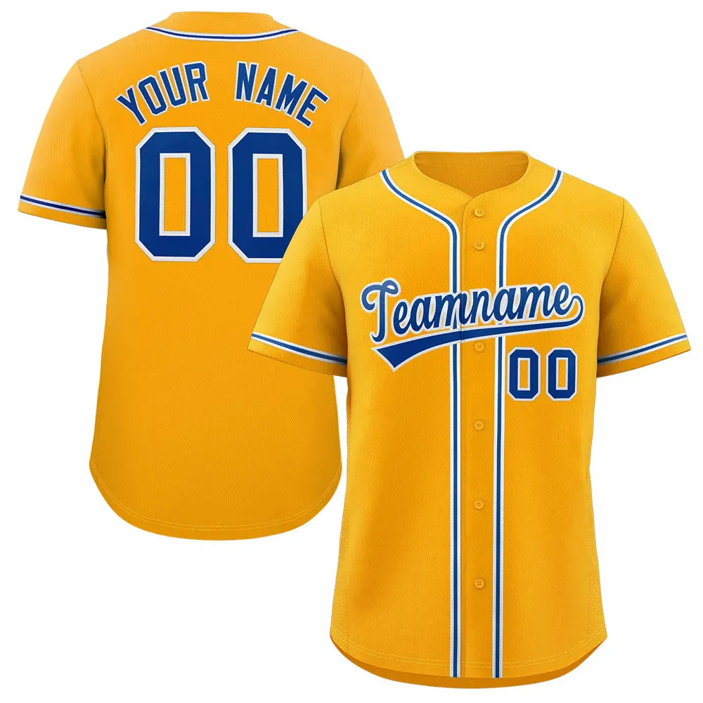 Yellow Royal-White Classic Authentic Baseball Jersey