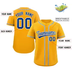 Yellow Royal-White Classic Authentic Baseball Jersey 2