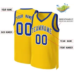 Yellow Royal-White Classic Basketball Jersey 2