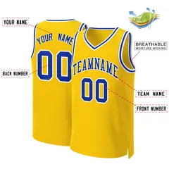 Yellow Royal-White Classic Basketball Jersey 2