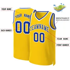 Yellow Royal-White Classic Basketball Jersey 2
