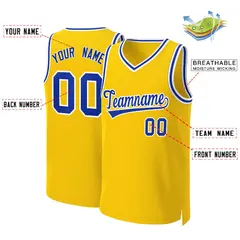Yellow Royal-White Classic Basketball Jersey 2