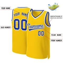 Yellow Royal-White Classic Basketball Jersey 2