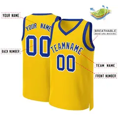 Yellow Royal-White Classic Basketball Jersey 2