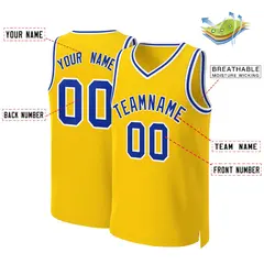 Yellow Royal-White Classic Basketball Jersey 2