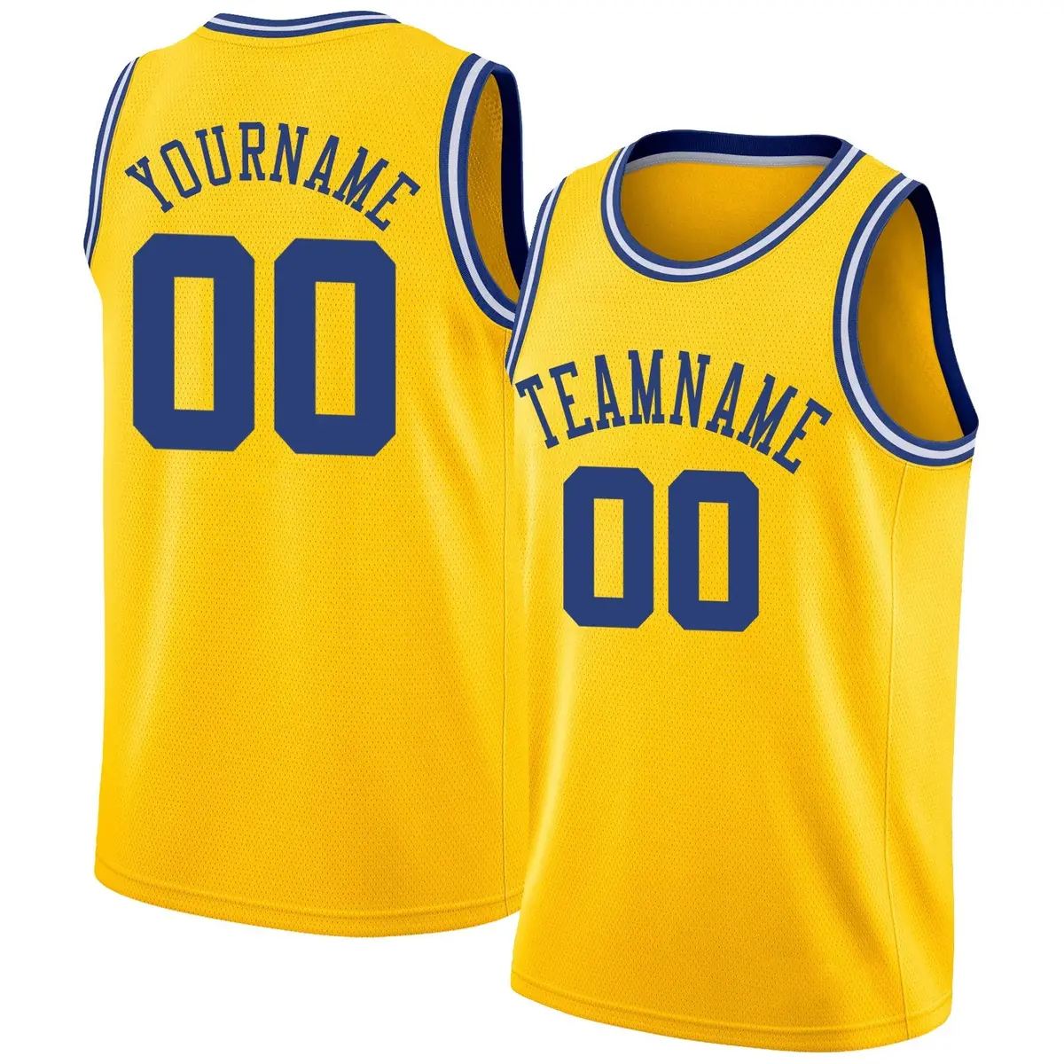 Yellow Royal-White Classic Mesh Sport Basketball Jersey