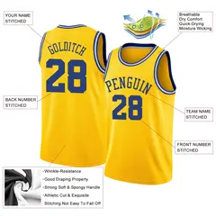 Yellow Royal-White Classic Mesh Sport Basketball Jersey 2