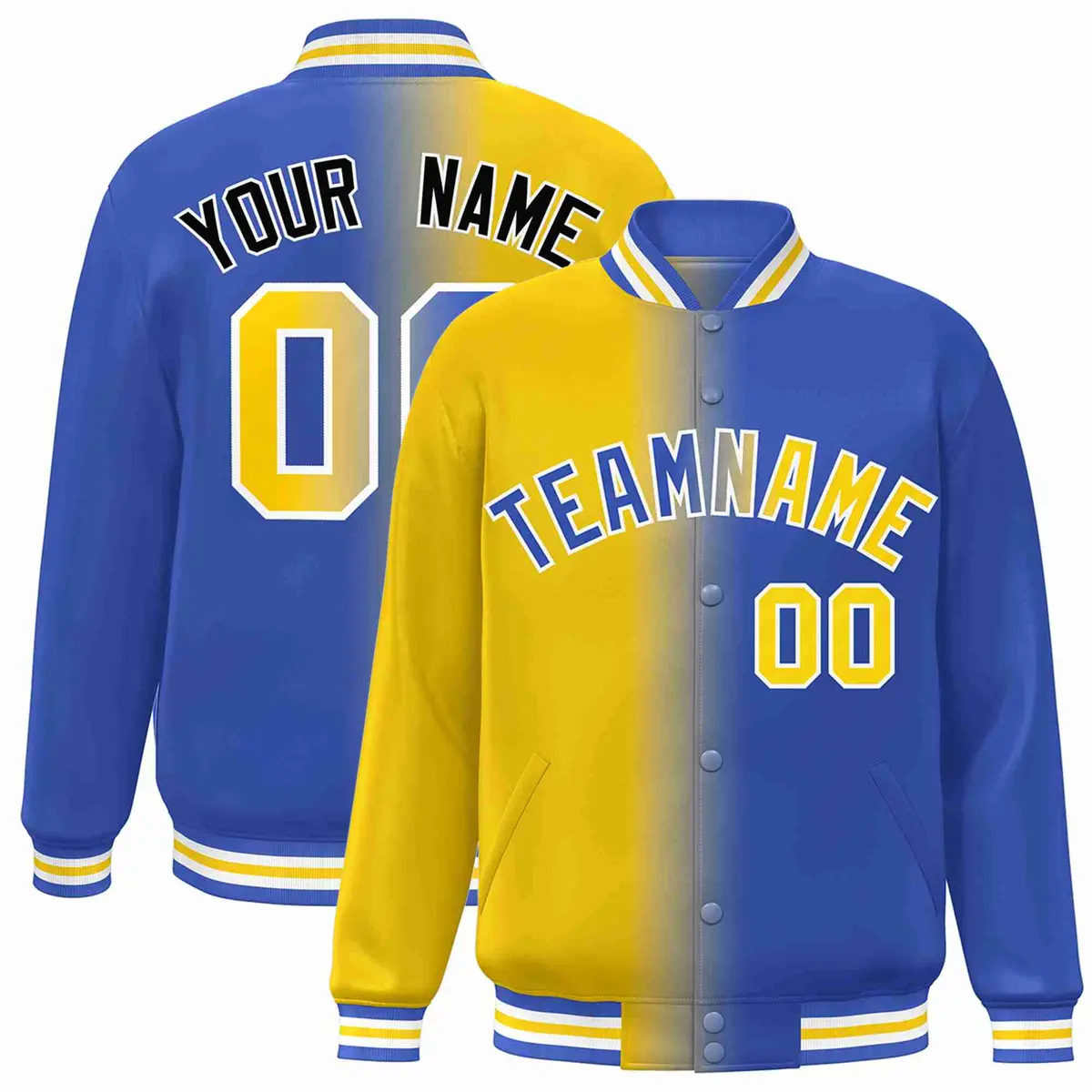 Yellow Royal-White Gradient Letterman Varsity Jacket