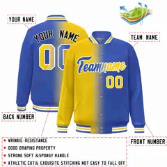 Yellow Royal-White Gradient Letterman Varsity Jacket 2