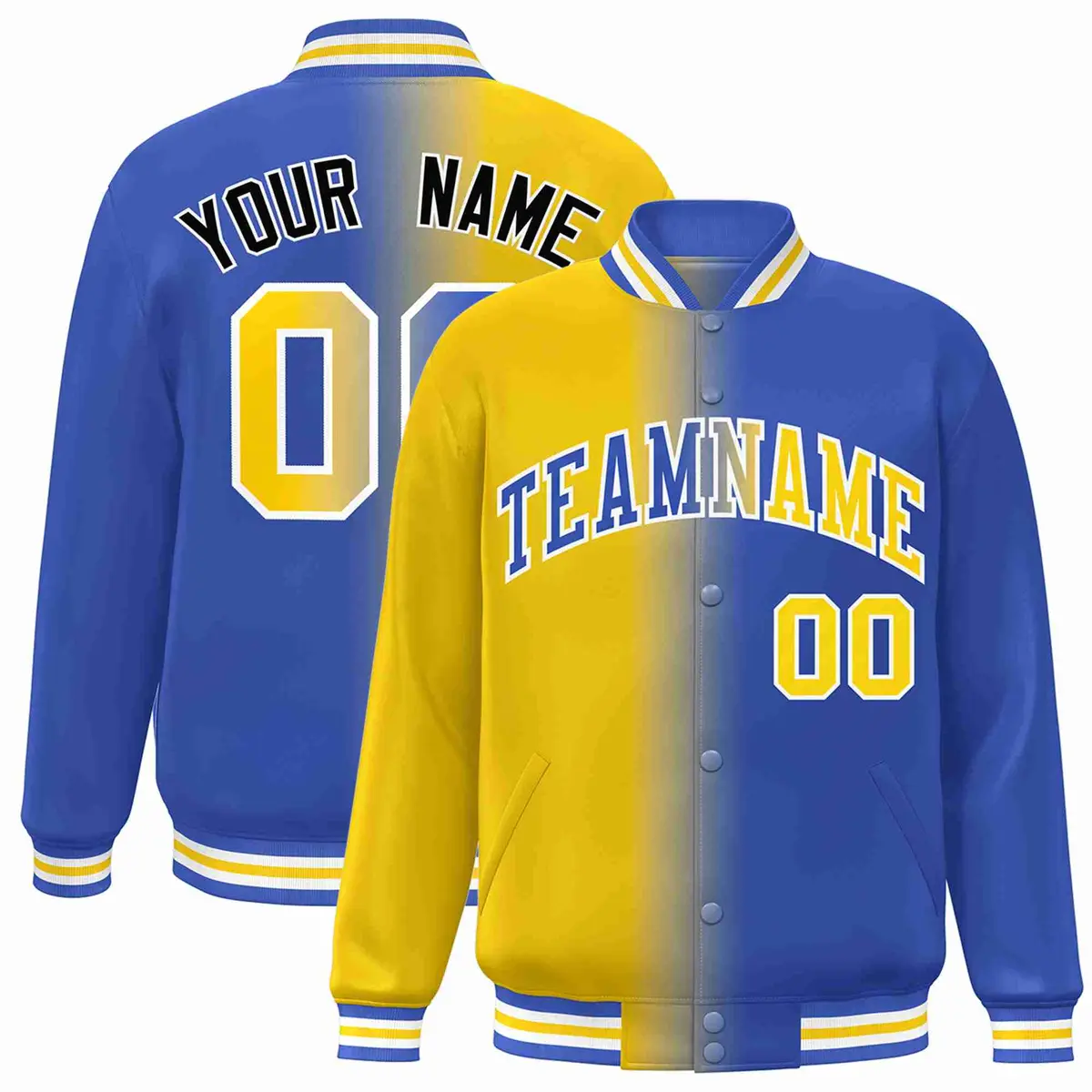 Yellow Royal-White Gradient Letterman Varsity Jacket