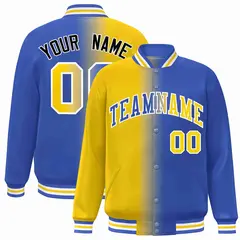 Yellow Royal-White Gradient Letterman Varsity Jacket