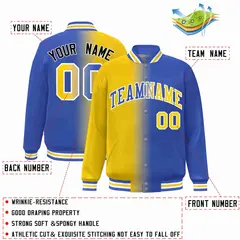 Yellow Royal-White Gradient Letterman Varsity Jacket 2