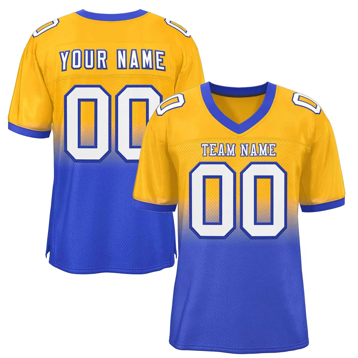 Yellow Royal White-Royal Gradient Football Jersey