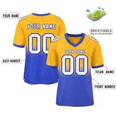 Yellow Royal White-Royal Gradient Football Jersey 2