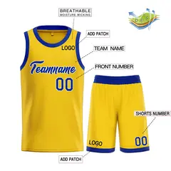Yellow Royal-White Sets Basketball Jersey 3