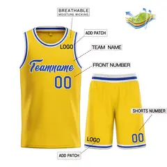 Yellow Royal-White Sets Basketball Jersey 3