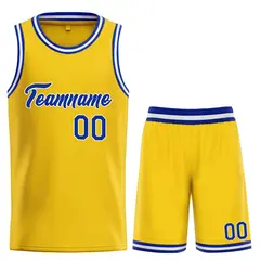 Yellow Royal-White Sets Basketball Jersey 1