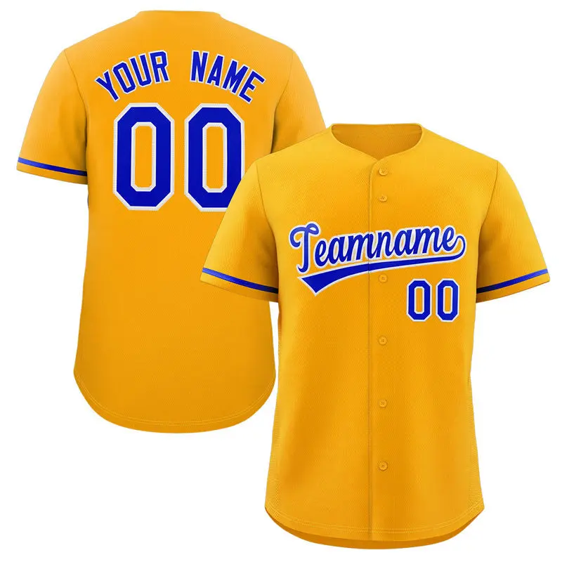 Yellow Royal-White Solid Classic Authentic Baseball Jersey