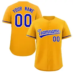 Yellow Royal-White Solid Classic Authentic Baseball Jersey