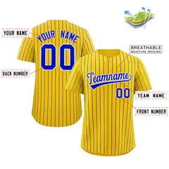 Yellow Royal-White Stripe Authentic Fashion Baseball Jersey 2
