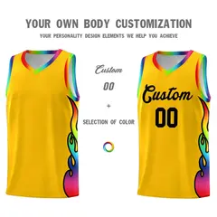 Yellow Side Flame Pattern Sports Fashion Basketball Jersey 3