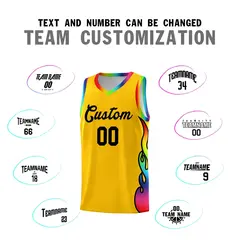 Yellow Side Flame Pattern Sports Fashion Basketball Jersey 4